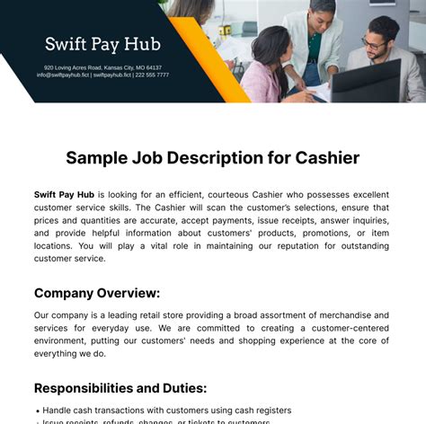 Free Sample Job Description For Cashier Template Edit Online