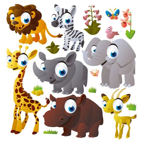 Sticker Mural Enfant Kit Animaux De La Jungle Webstickersmuraux