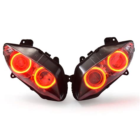 Kt Headlight For Yamaha Yzf R Led Angel Halo Eye Red