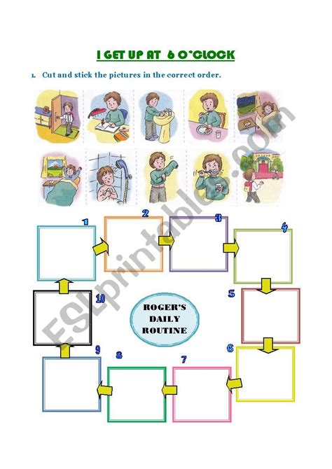 Daily Routines Color Cut And Paste Worksheet Free Esl Printable