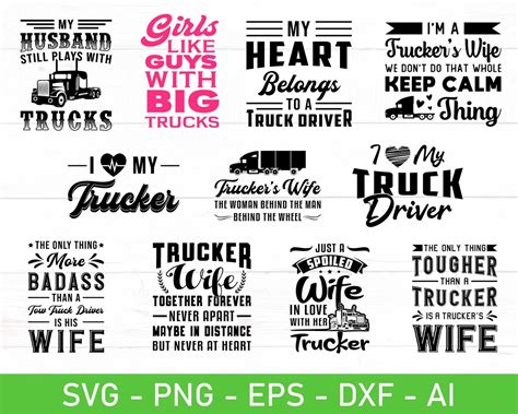 Truckers Wife Svg Trucker Wife Svg Eps Dxf Ai Png Files Etsy