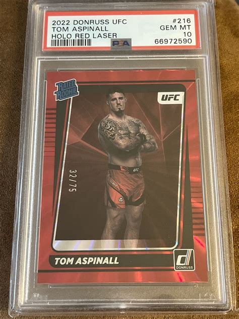 Tom Aspinall 2022 Donruss UFC 216 Holo Red Laser 75 PSA 10 Price