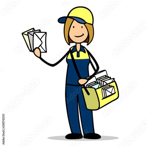 Brieftr Gerin Der Post Mit Einer Zustellung Briefe Stock Illustration