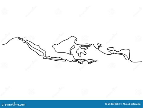 One Continuous Single Line Hand Drawing Of Indonesia Islands Isolated