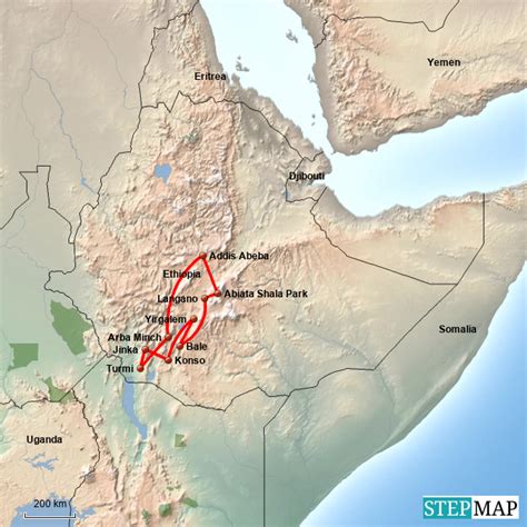 Stepmap Dagen Omo Valley En Bale Mountain Np Landkarte F R Ethiopia