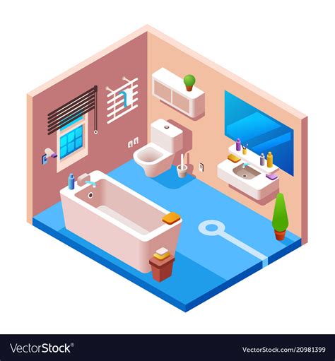 Isometric Modern Bathroom Interior Royalty Free Vector Image