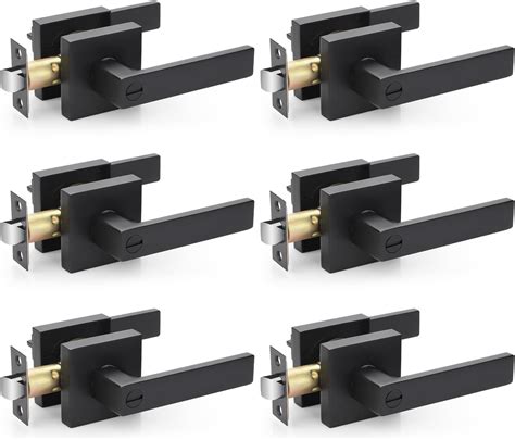 Onateel 6 Pack Modern Black Door Handles Sqaure Privacy Door Levers