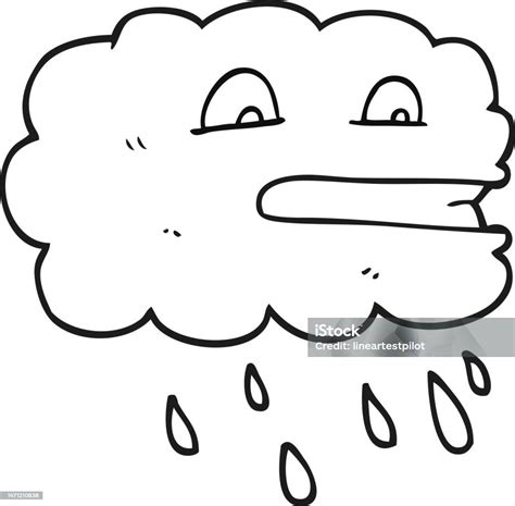 Freehand Drawn Black And White Cartoon Rain Cloud Stock Illustration ...