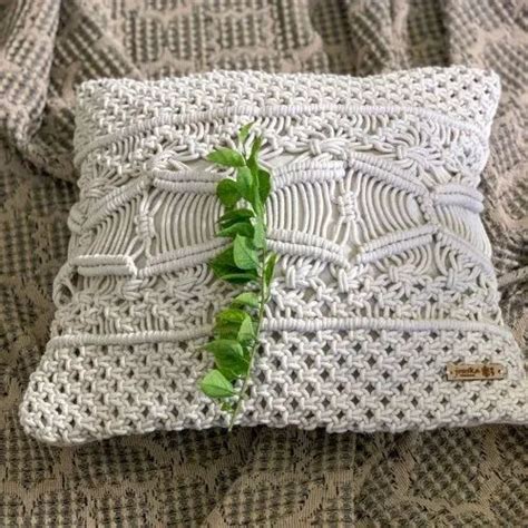 White Crosia Work Macrame Cushion Cover For Cushions Size 16 X 16