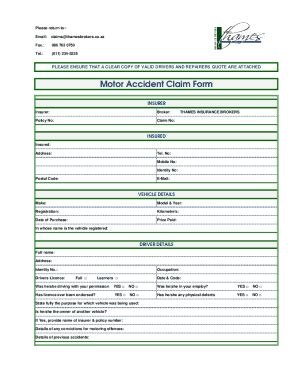 Fillable Online Motor Accident Claim Form Fax Email Print PdfFiller