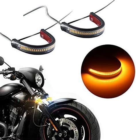 Kenrtir Motorcycle Led Fork Turn Signal Blinkers Drl