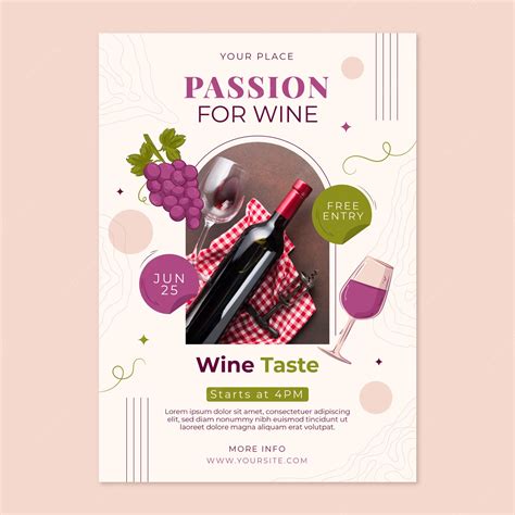 Premium Vector Flat Wine Tasting Vertical Poster Template