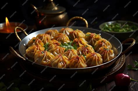 Premium Photo Golden Crispy Tandoori Momos Momos Dumplings Image