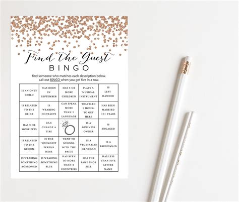 Find The Guest Bingo Bridal Shower Bingo Ice Breaker Game Etsy