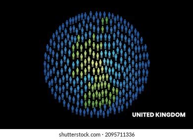 United Kingdom Population People Map Globe Stock Vector Royalty Free