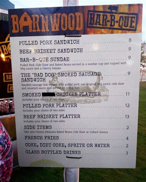 Menu At Barnwood Bar B Que Mount Dora W Old Us Hwy 441