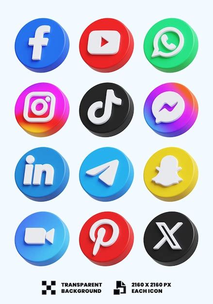 Premium PSD | Social media icons 3d