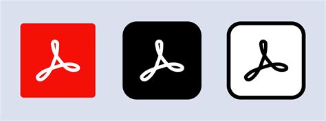 Adobe Acrobat reader logotype. Adobe application logo. Black, white and ...