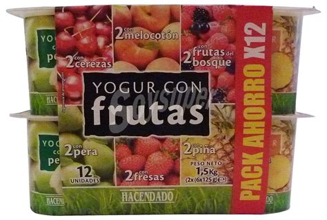 Hacendado Yogur Trozos Frutas 2 Cereza 2 Melocoton 2 Fruta DEL