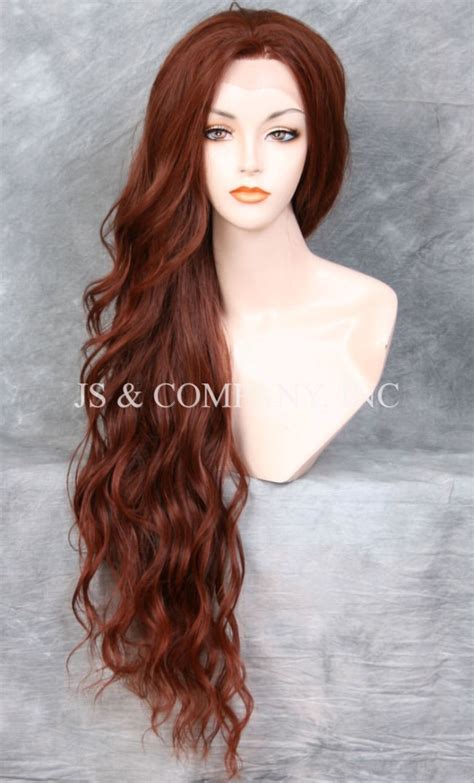 35 Human Hair Blend Wig Lace Front Copper Red Wavy Heat Etsy