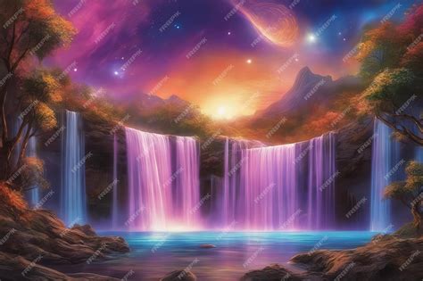 Premium AI Image | 3D Waterfall wallpaper