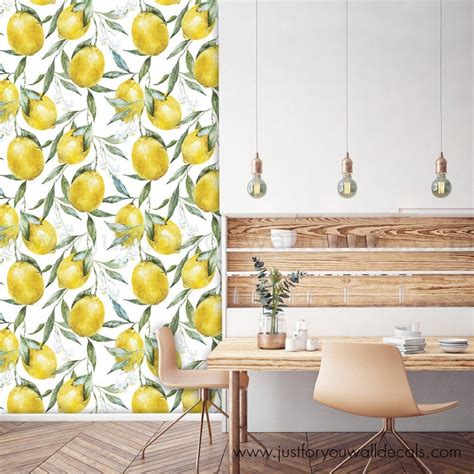 Lemon Wallpaper Kitchen Wallpaper Lemon Removable Wallpaper | Etsy