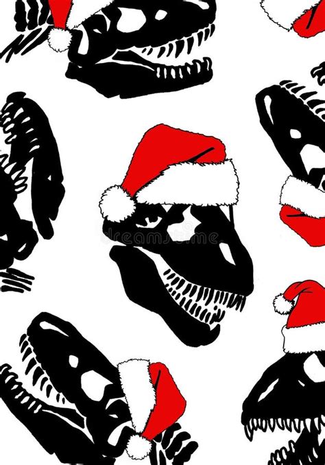 Graphical Vertical Design With Dinosaur Skulls And Skeletons In Santa