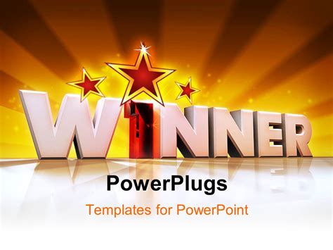 Powerpoint Template Word Winner In 3d With Number One With Rays Rising