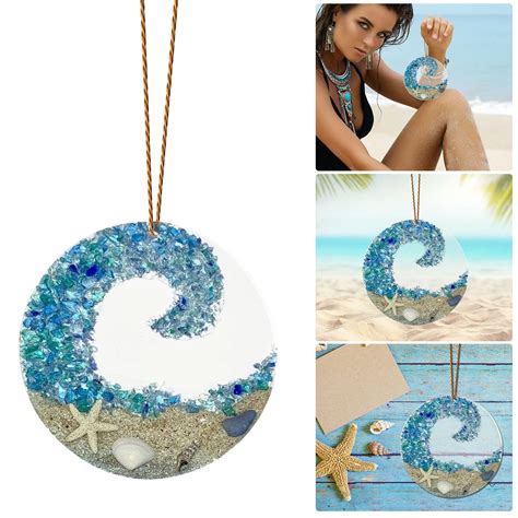 HGDHJO Sea Glass Suncatcher Ocean Crashing Beach Ornament Beach Couple