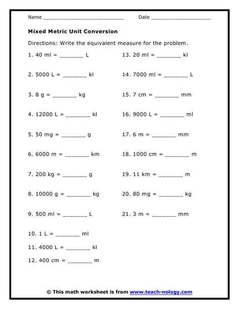 Conversion Of Units Worksheets Releaseboard Free Printable Worksheets