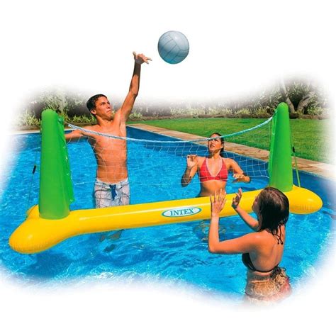 Kit Volei Infl Vel Para Piscina Bola E Rede Intex R