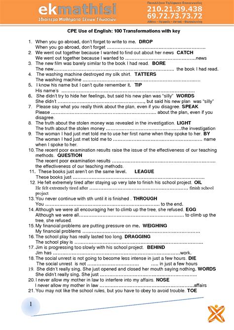 SOLUTION Cambridge Proficiency 100 Key Word Transformations Studypool