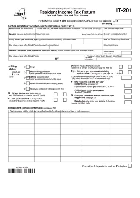 Fillable Form It Resident Income Tax Return Printable Pdf