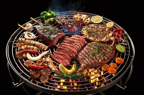Una Parrilla Con Carne Y Verduras Foto Premium