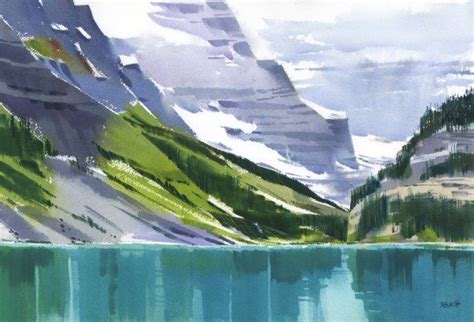 Glacier Watercolor Landscape Paintings Watercolor Landscape