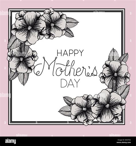 Happy Mothers Day Frame With Flowers Vector Illustration Design Stock