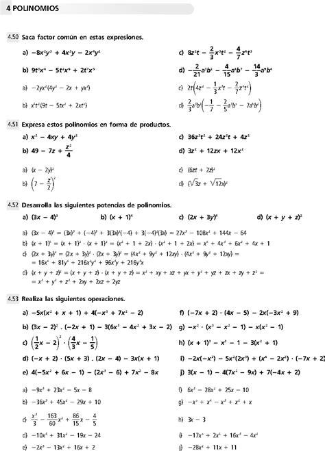 Examen Polinomios Eso Pdf Ejercicios Y Soluciones