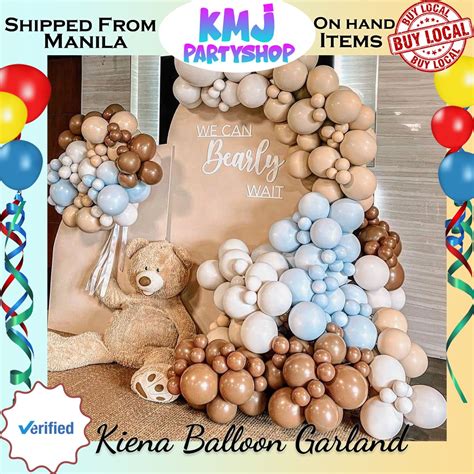 Kiena Balloon Blue Brown Nude Balloon Garland Double Stuffed Dusty Blue