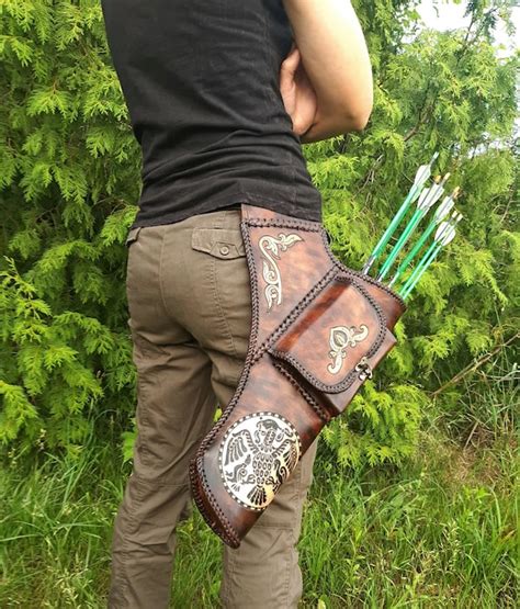 Side Leather Pocket Quiver Target Quiver Archer Equipment Etsy