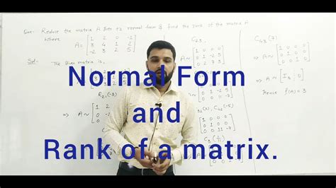 Normal Form And Rank Of A Matrix YouTube