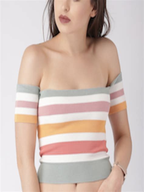 Buy Forever 21 Women Multicoloured Striped Off Shoulder Top Tops For Women 1882673 Myntra