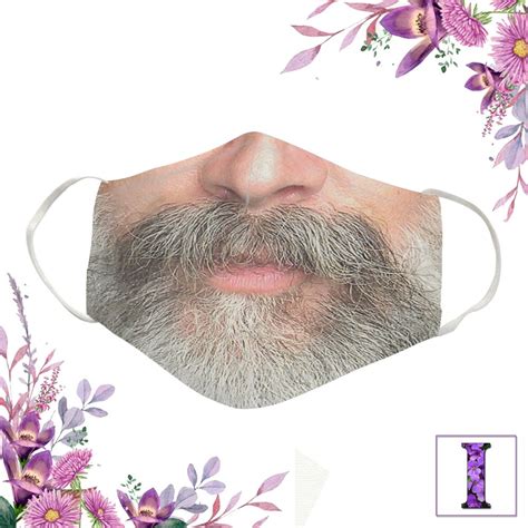 Manly White Beard Mustache Face Mask Washable Cloth Face Mask Etsy