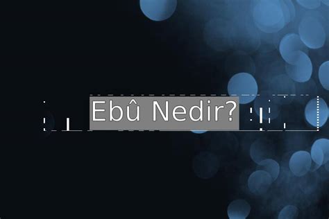 Ebû Nedir Ne Demek Zıt Anlamı Eş Anlamı