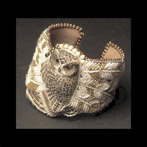 Owl Cuff Cassandra Graham Bead Embroidered Bracelet Bead Work Jewelry Embroidered Bracelet