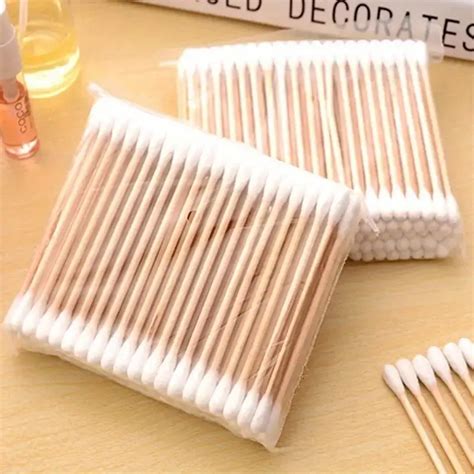 Cotton Swabs Wooden Stick Double Round Tip Design Ear Nose Temu