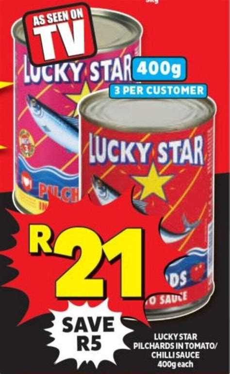 Lucky Star Pilchards In Tomato Chilli Sauce 400g Each Offer At Usave