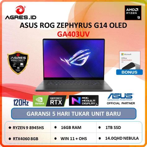 Promo Asus Rog Zephyrus G14 Oled Ga403uv Rtx4060 8gb Ryzen 9 8945hs