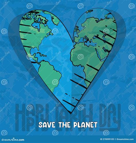 Isolated Planet Earth With Heart Shape Happy Earth Day Vector Stock