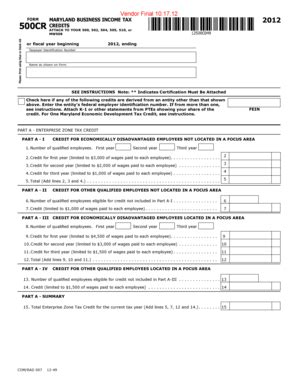 Fillable Online Form Maryland Businessincome Tax Cr Credits Fax