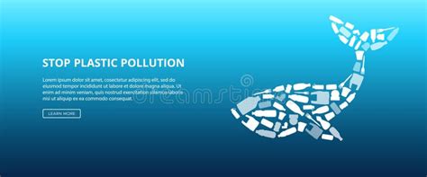 Stop Ocean Plastic Pollution Ecology Poster With Whale Shape Made Of